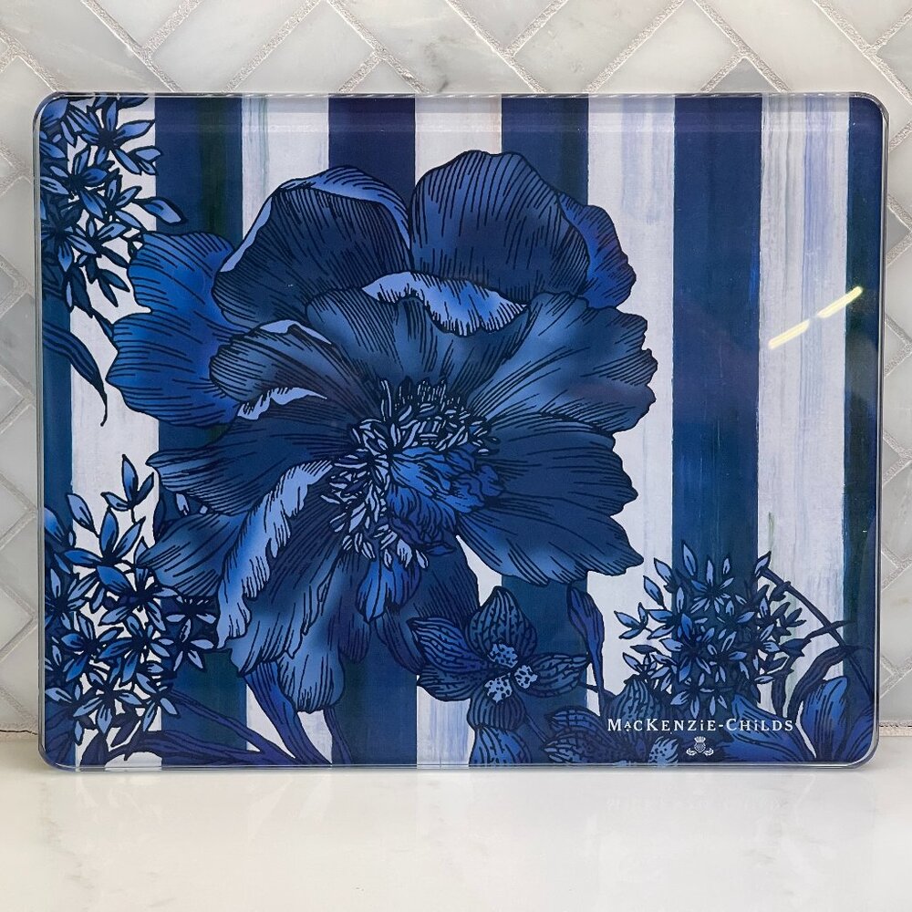 MacKenzie-Childs Royal English Garden Glass Cutting Board-NEW